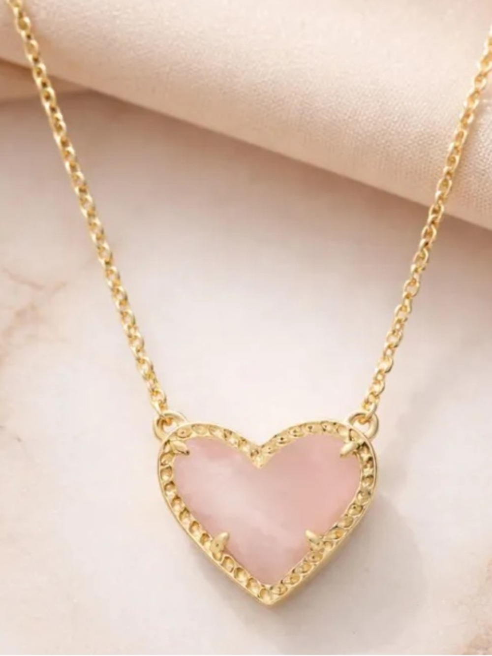 Kendra Scott Gold Heart Necklace with Pink Stone - Picture 2 of 2